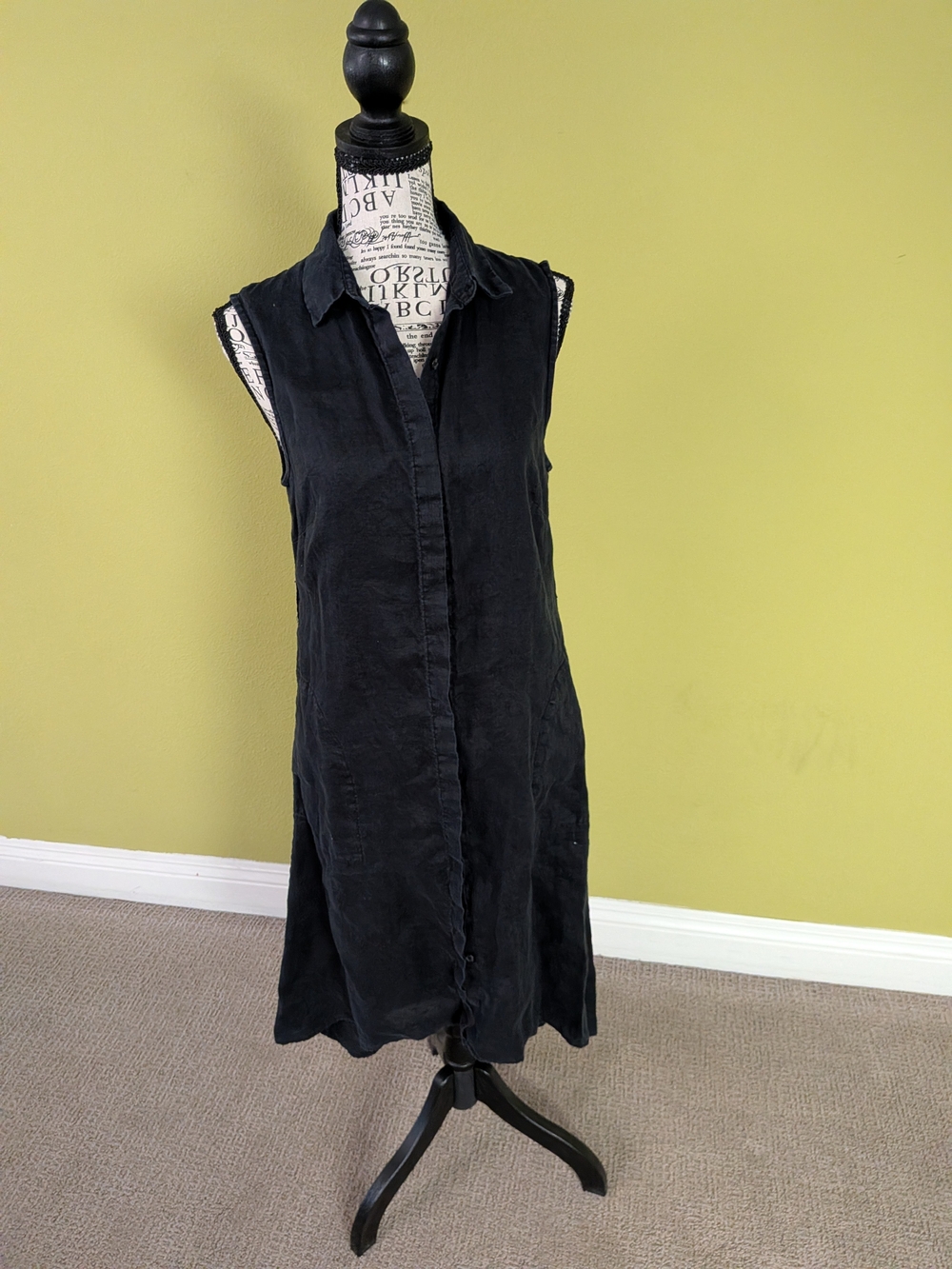 Sleeveless Black Shirt Dress